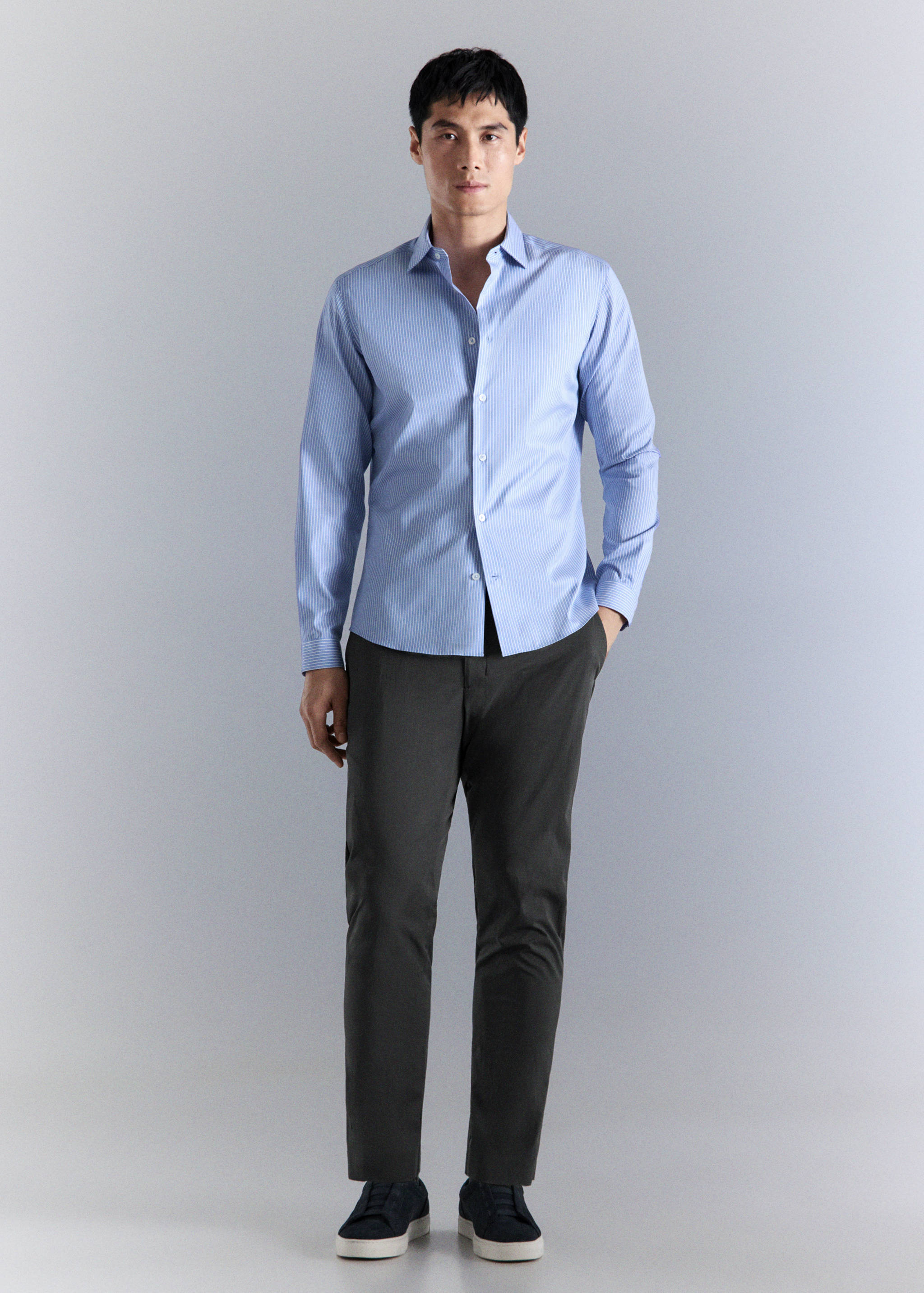 Camisa algodón comfort stretch non-iron rayas - Plano general