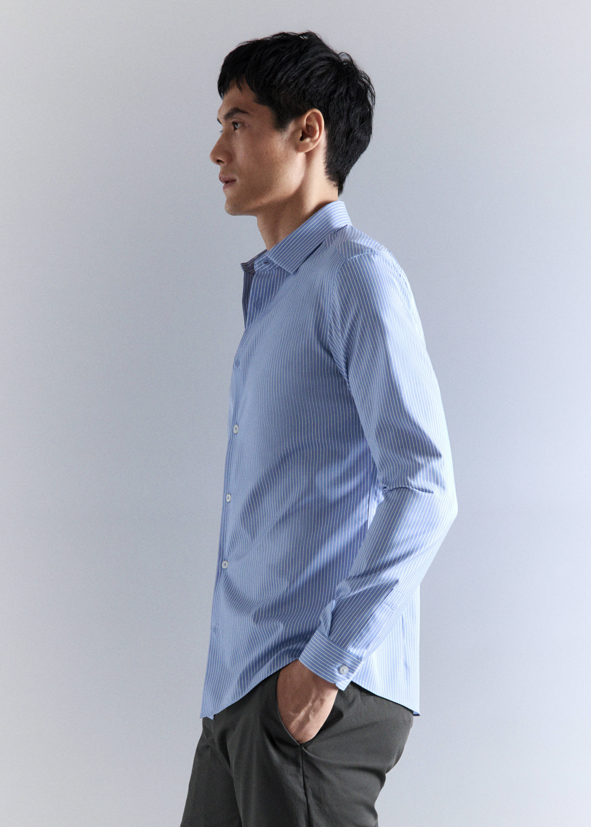 Camisa algodón comfort stretch non-iron rayas - Detalle del artículo 2