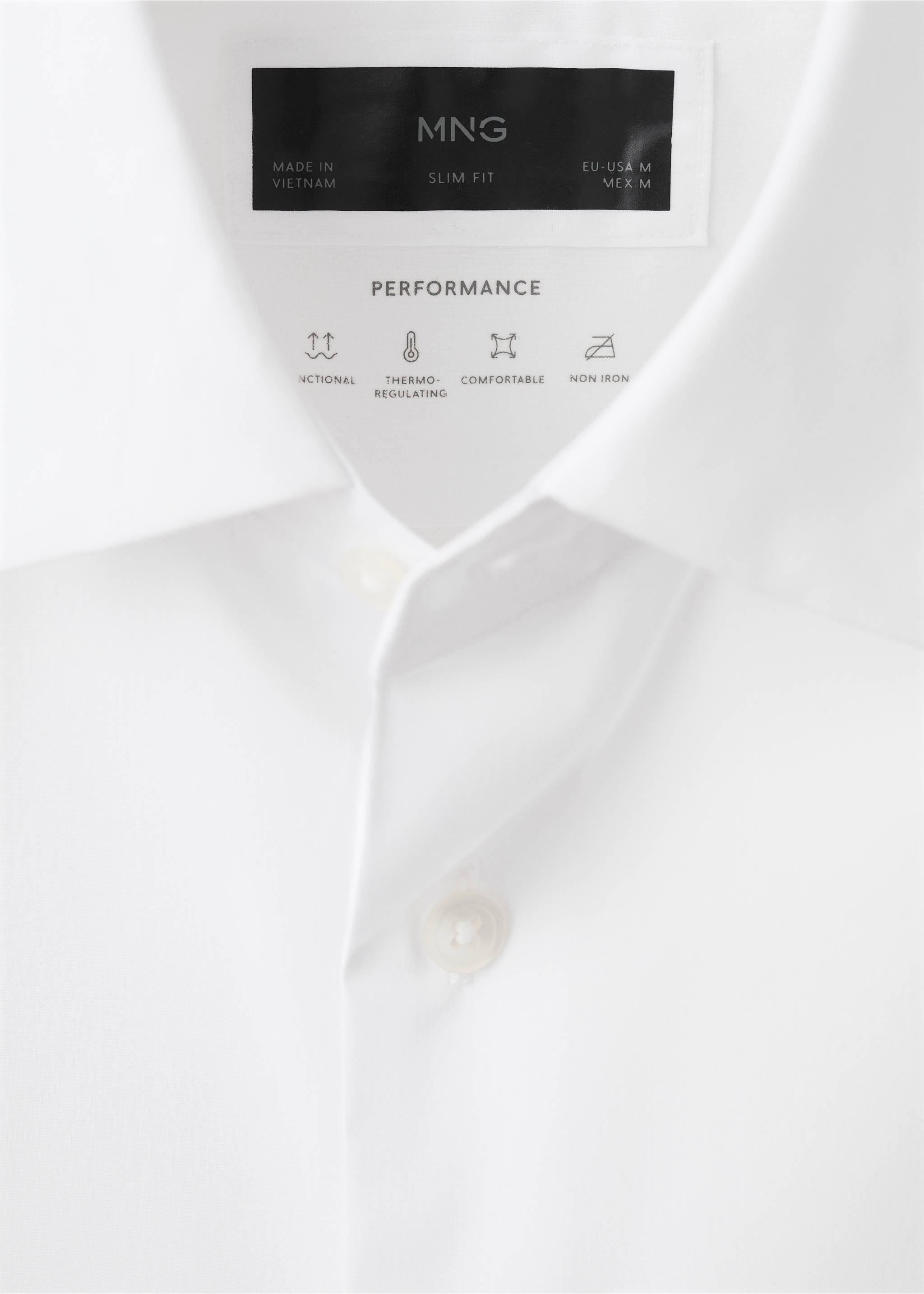 Camisa algodón comfort stretch non-iron - Detalle del artículo 8, Blanco. Ref: 27024424-00.