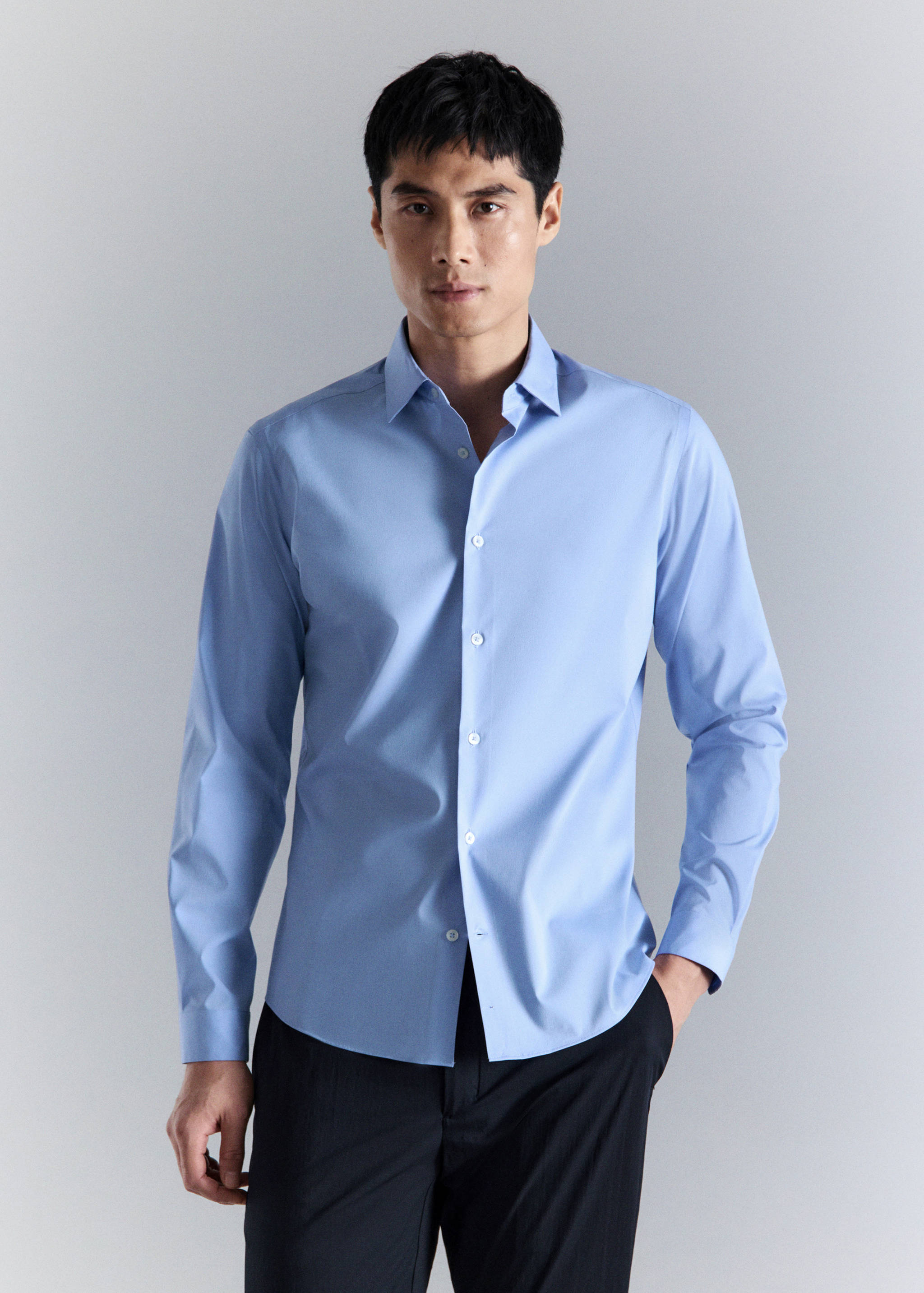Comfort stretch non-iron cotton shirt - Medium plane