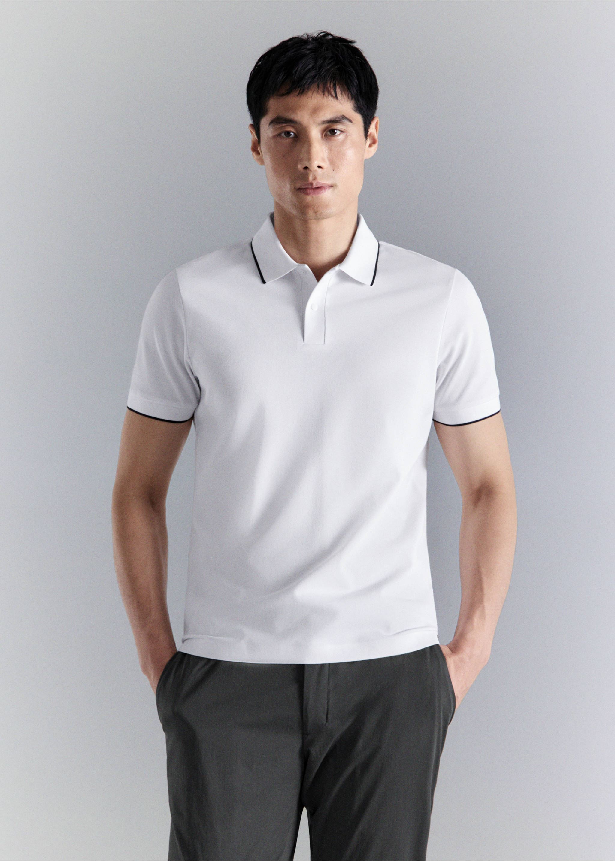 Polo piqué comfort stretch Coolmax ® - Plan moyen, Blanc. Ref: 27024426-00.
