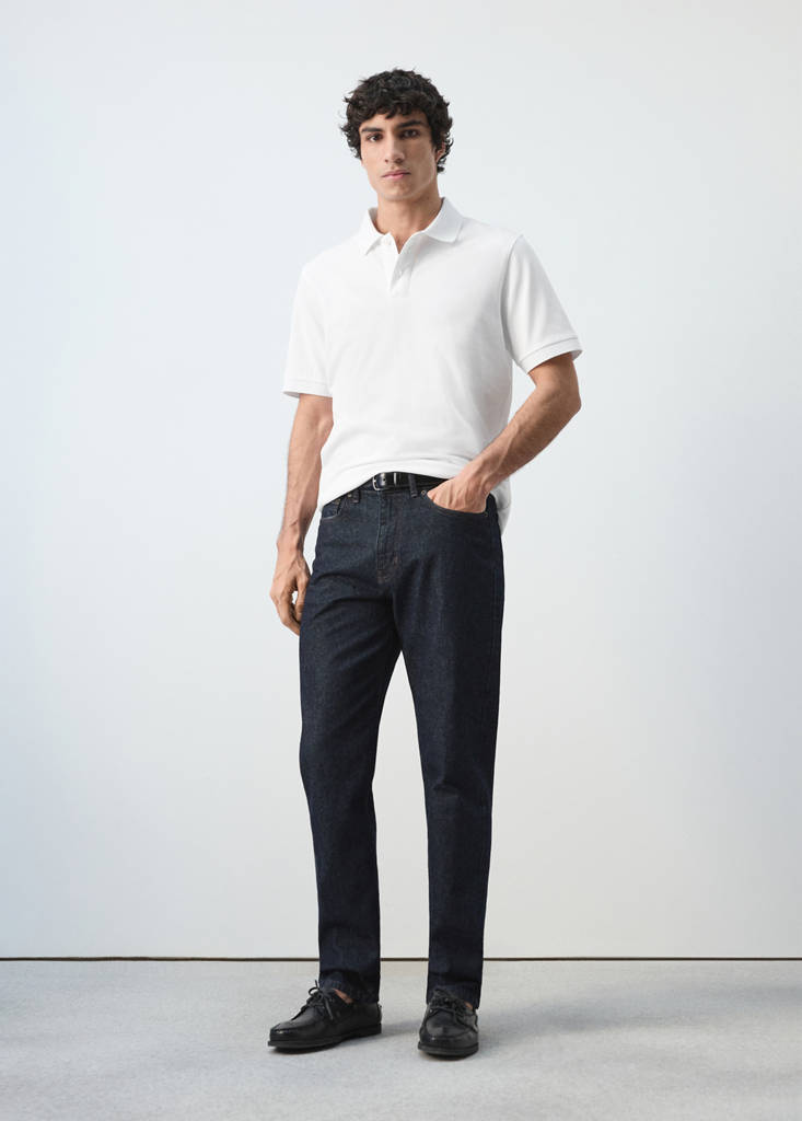 Regular-fit cotton piqué polo shirt — White