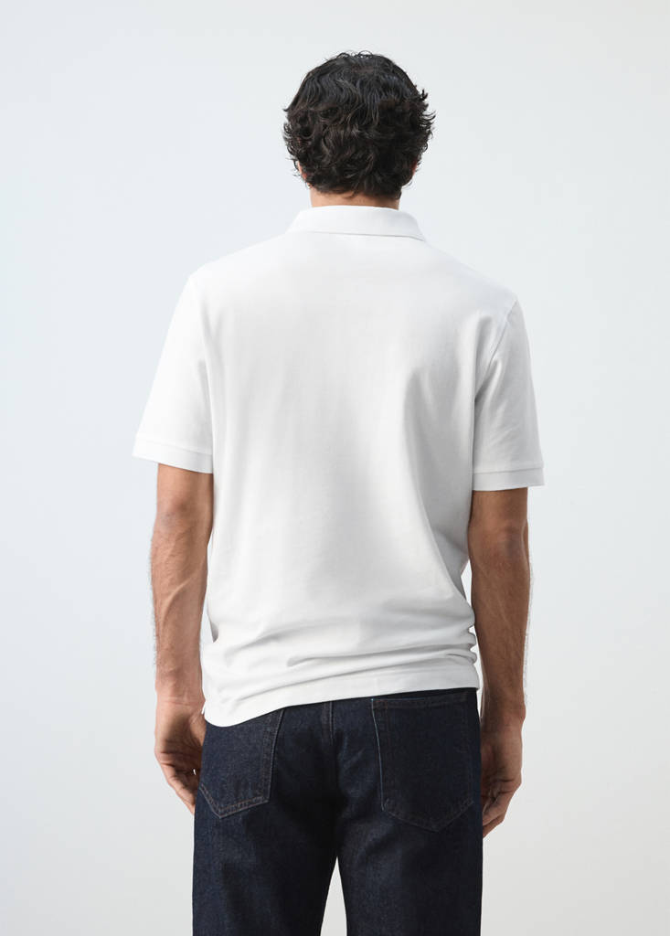 Regular-fit cotton piqué polo shirt — White