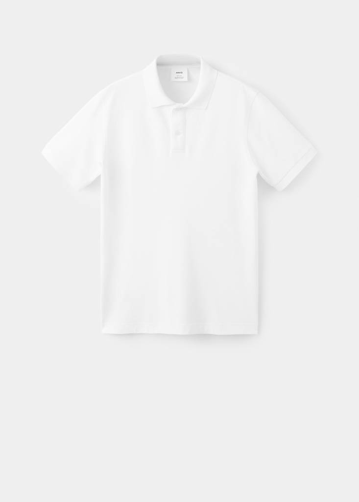 Regular-fit cotton piqué polo shirt — White