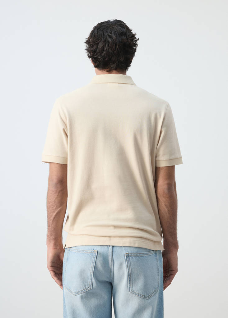 Regular-fit cotton piqué polo shirt — Sand