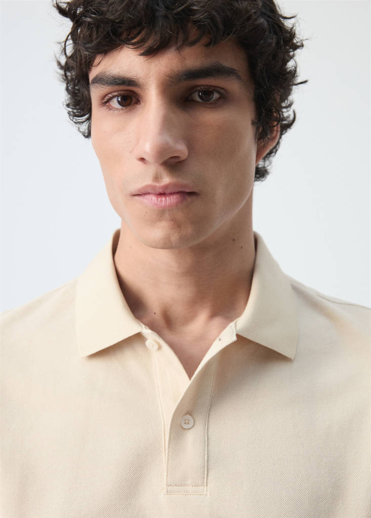 Regular-fit cotton piqué polo shirt — Sand
