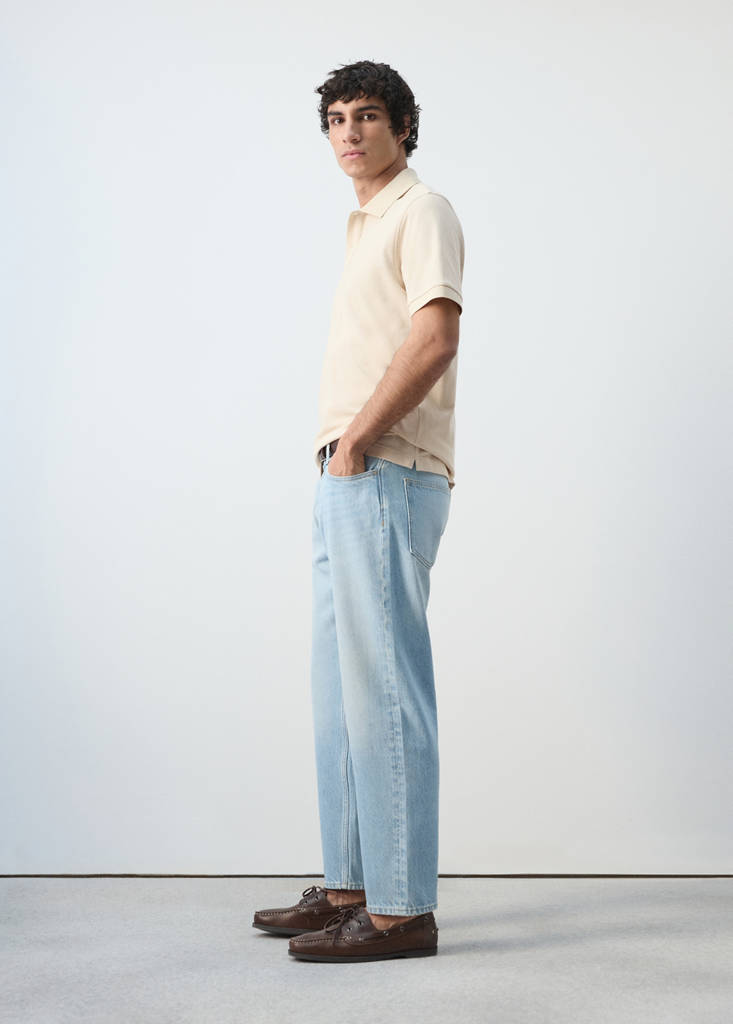 Regular-fit cotton piqué polo shirt — Sand