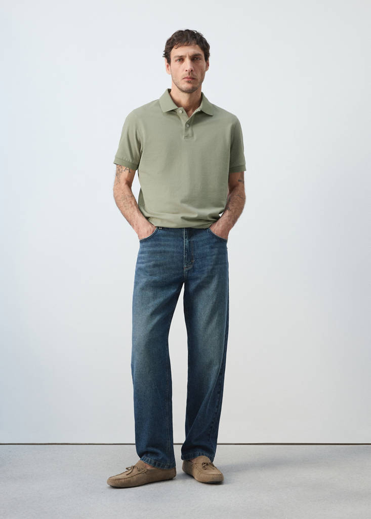 Regular-fit cotton piqué polo shirt — Mint Green