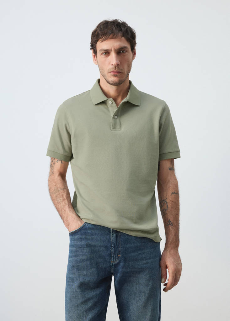 Regular-fit cotton piqué polo shirt — Mint Green