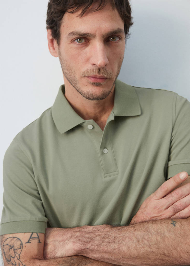 Regular-fit cotton piqué polo shirt — Mint Green