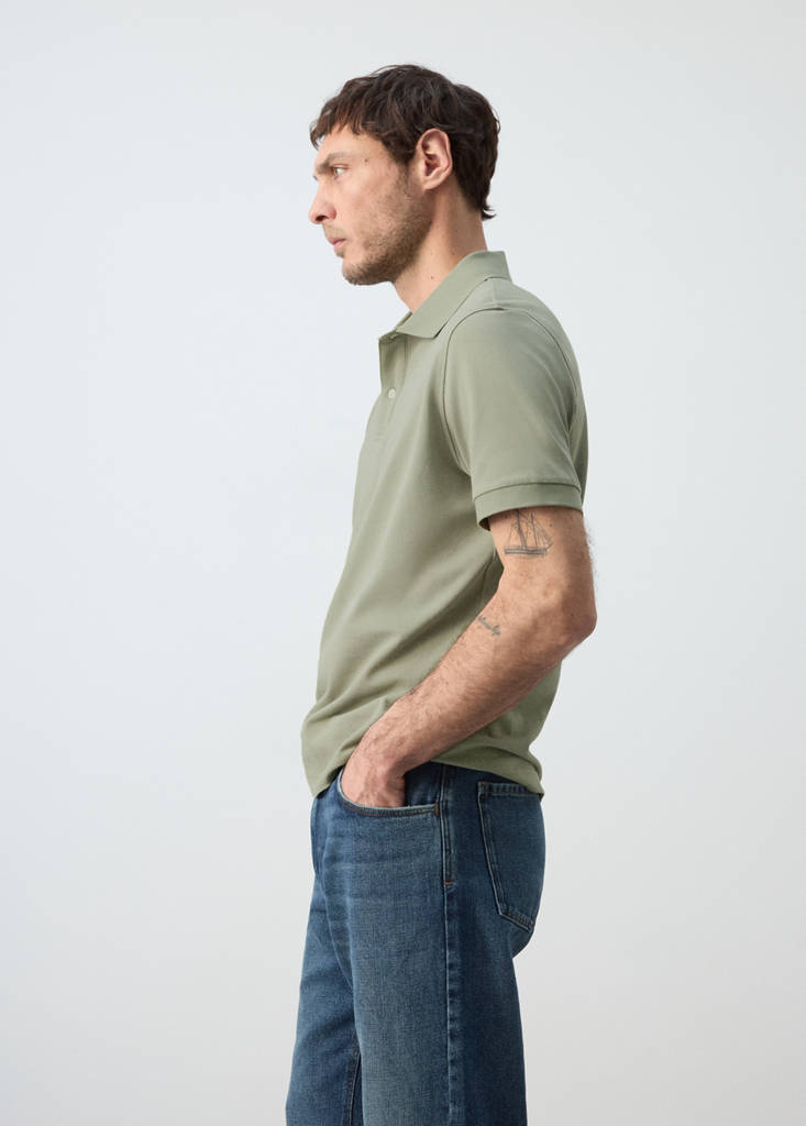 Regular-fit cotton piqué polo shirt — Mint Green