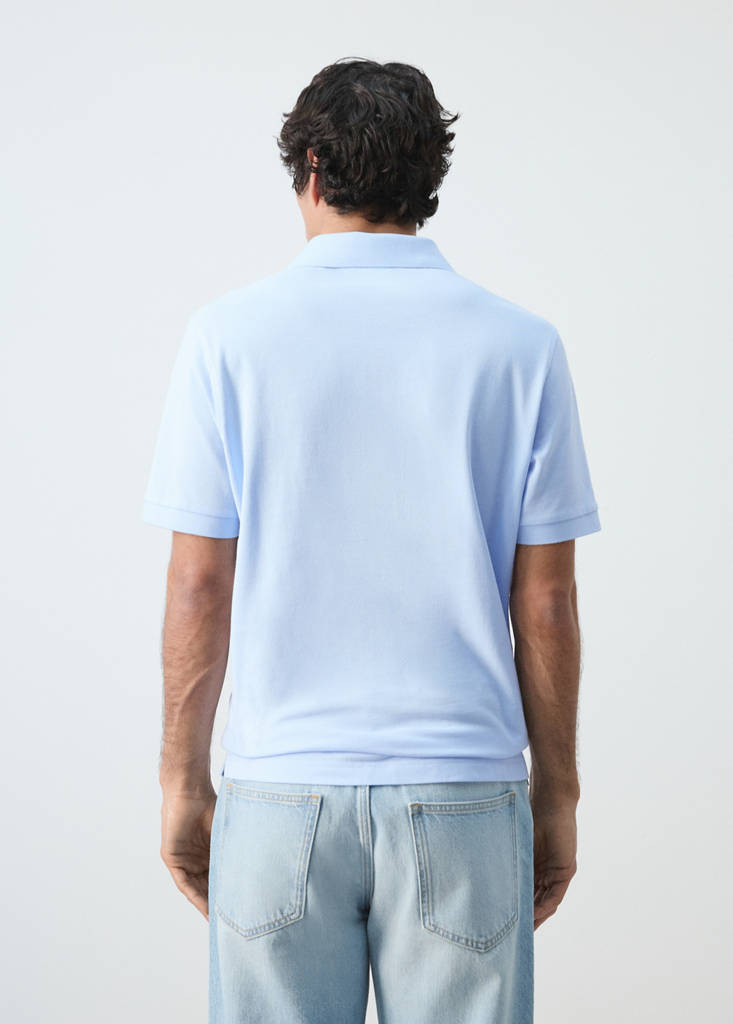 Regular-fit cotton piqué polo shirt — Sky Blue
