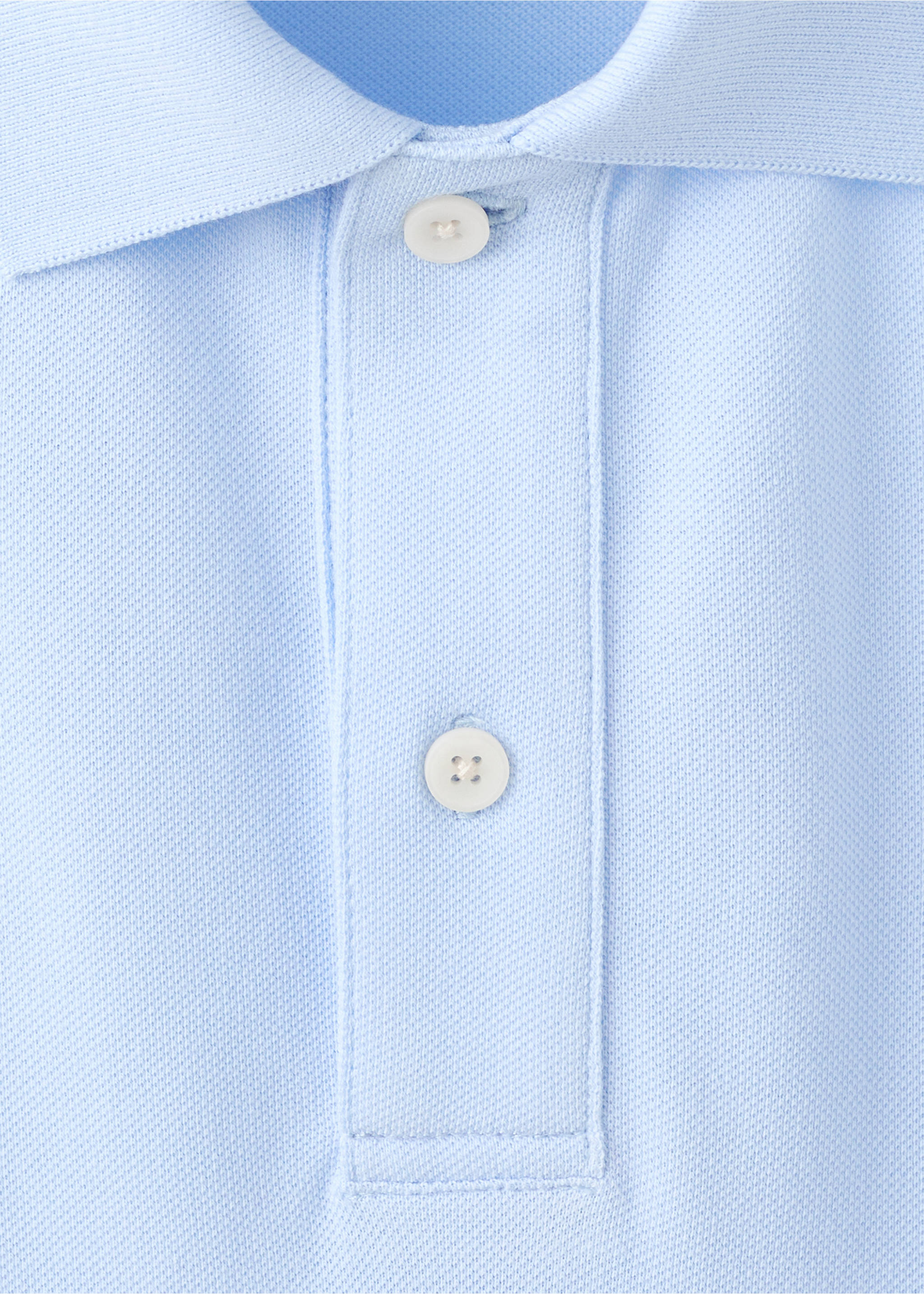 Regular-fit cotton piqué polo shirt - Details of the article 8, Sky Blue. Ref: 27024427-00.