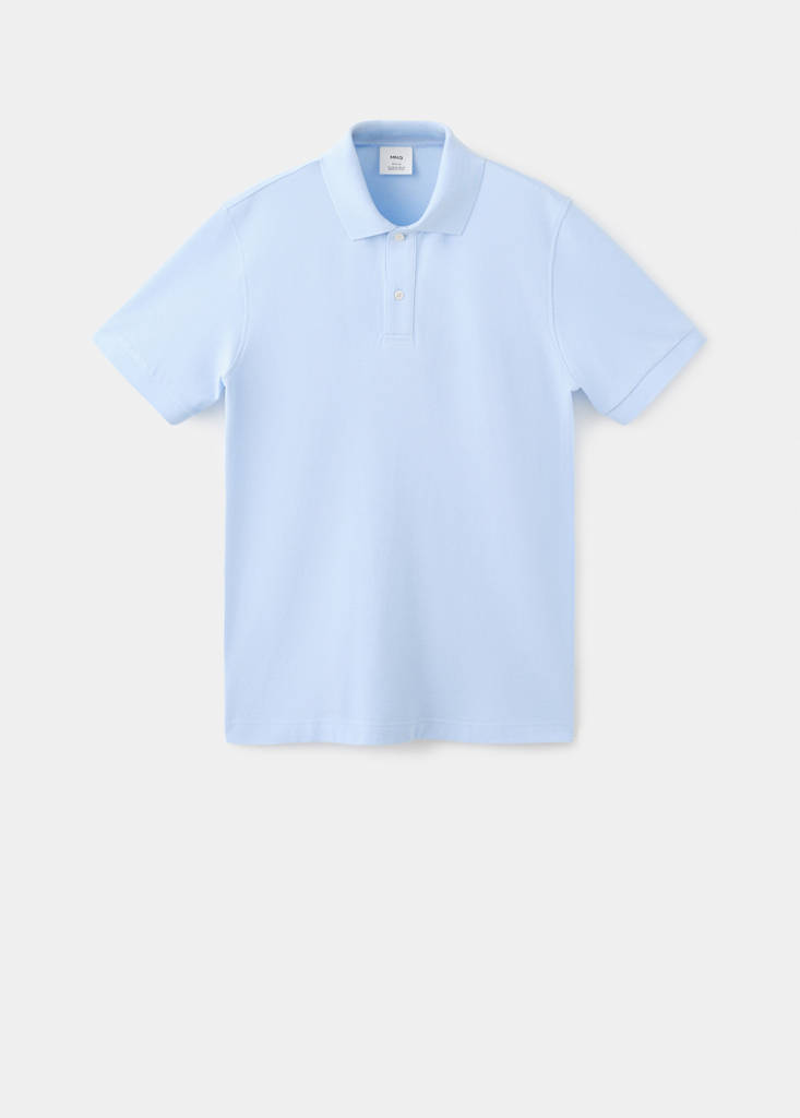 Regular-fit cotton piqué polo shirt — Sky Blue