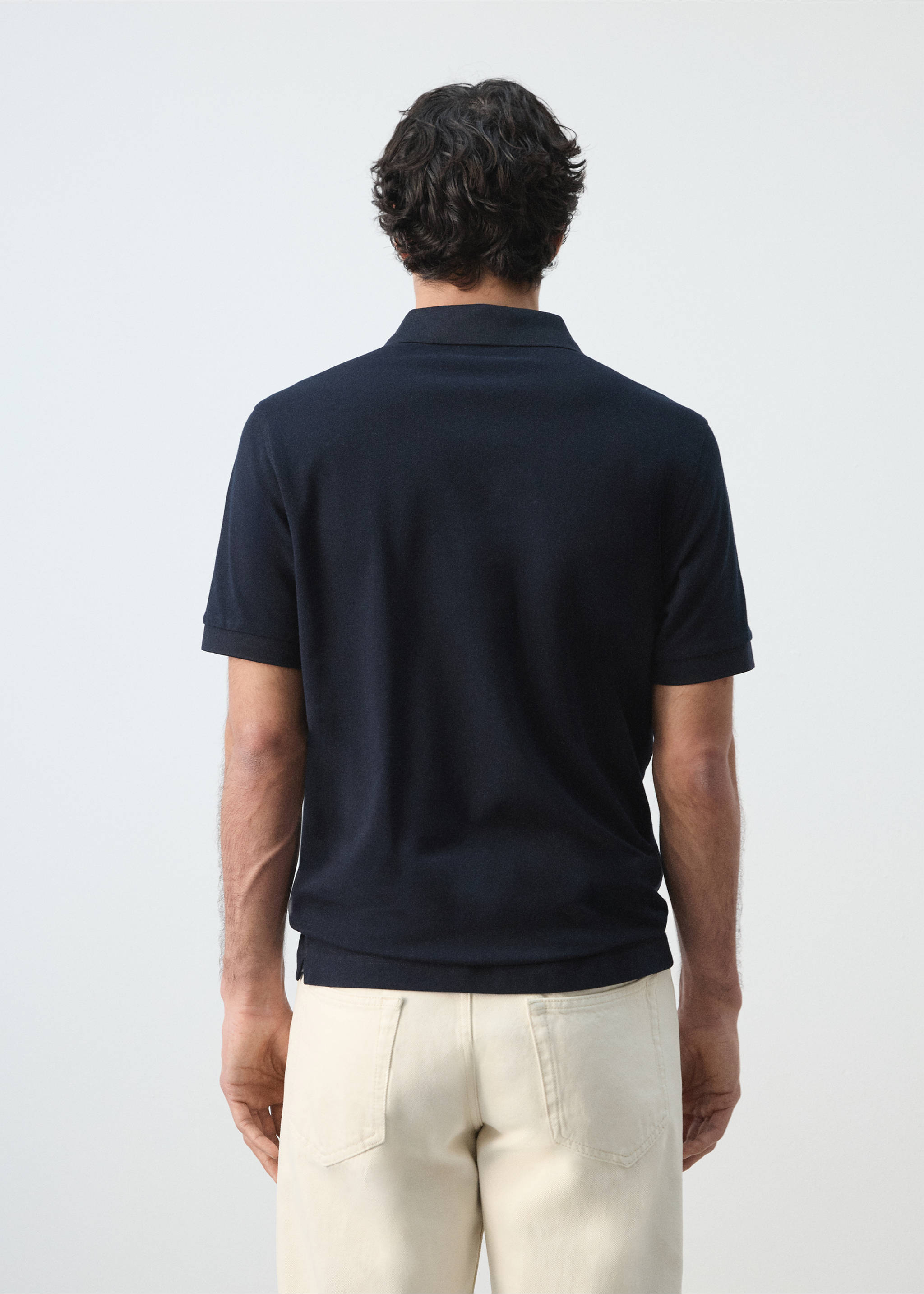 Regular-fit cotton piqué polo shirt - Reverse of the article, Navy. Ref: 27024427-00.