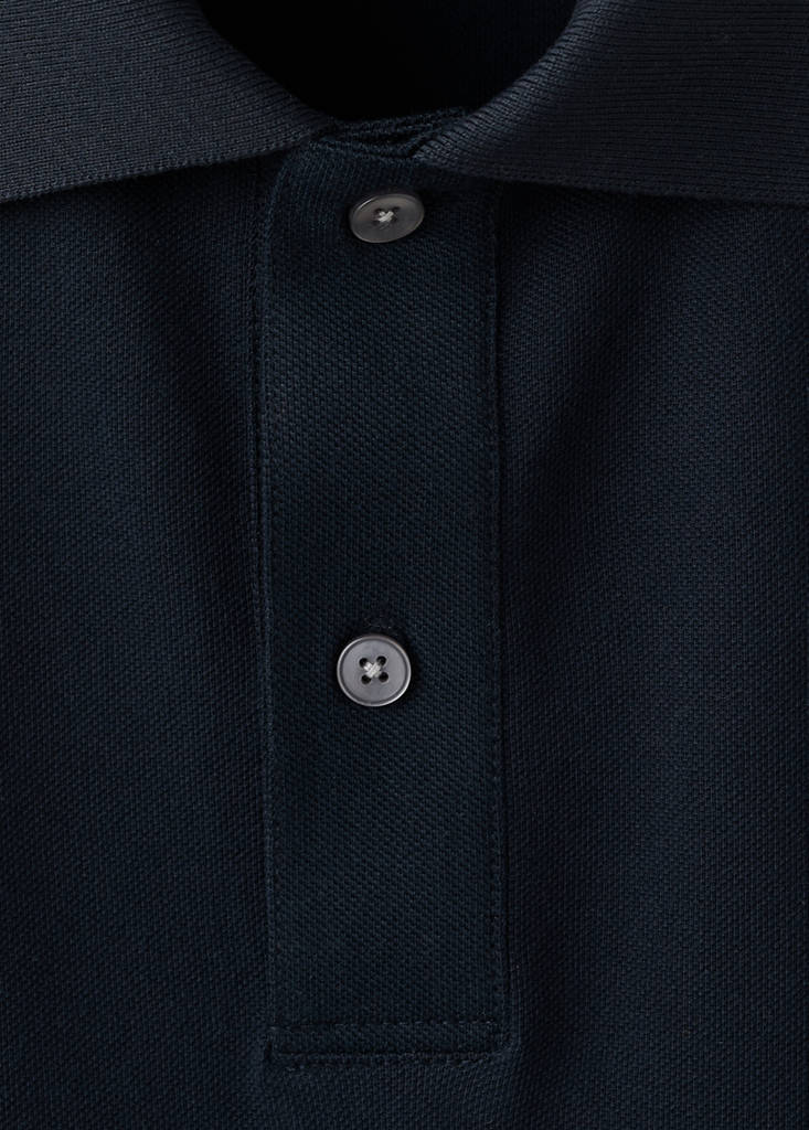 Regular-fit cotton piqué polo shirt — Navy