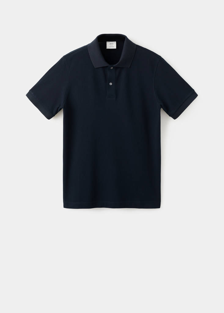 Regular-fit cotton piqué polo shirt — Navy