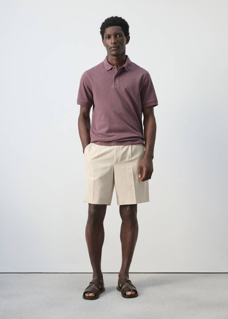 Regular-fit cotton piqué polo shirt — Plum
