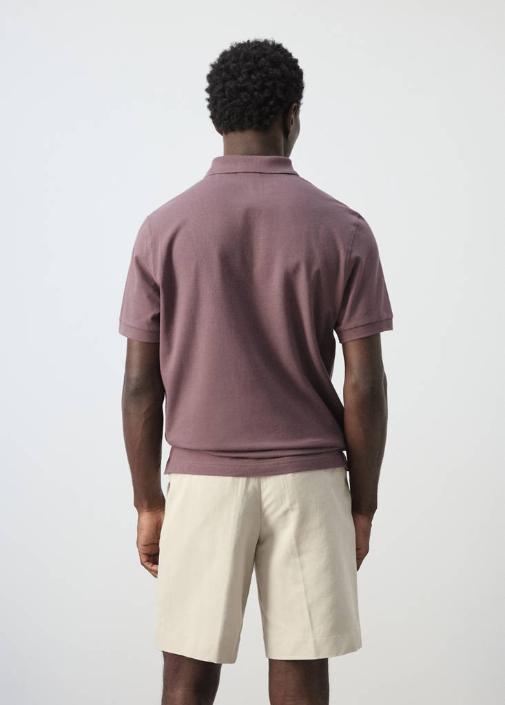 Regular-fit cotton piqué polo shirt — Plum