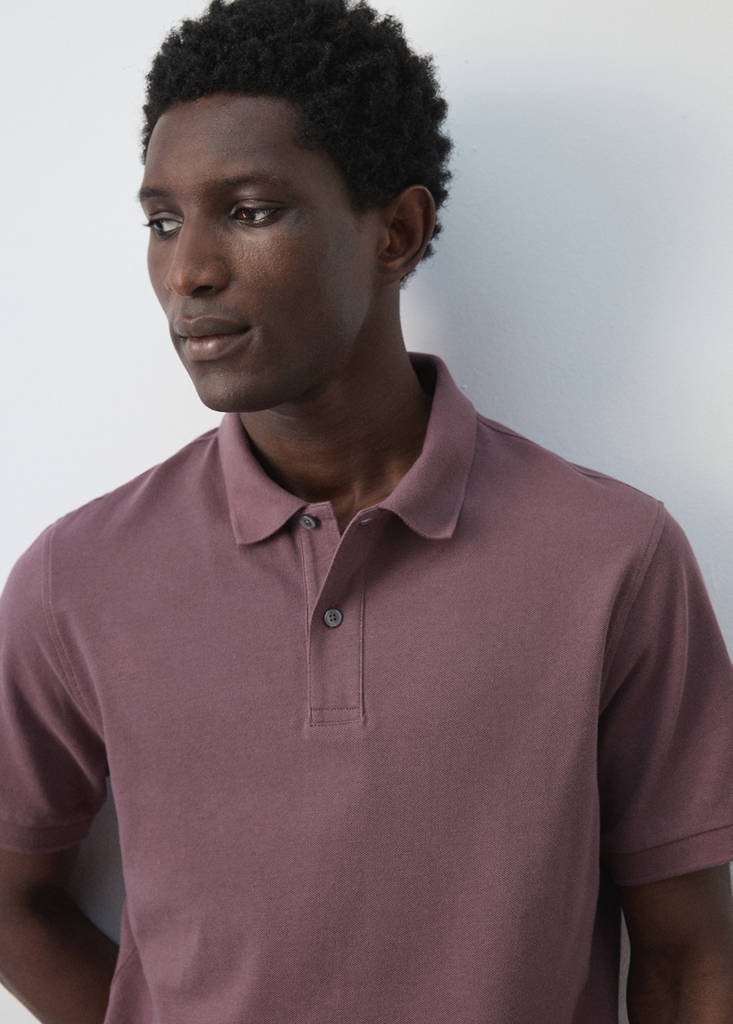 Regular-fit cotton piqué polo shirt — Plum