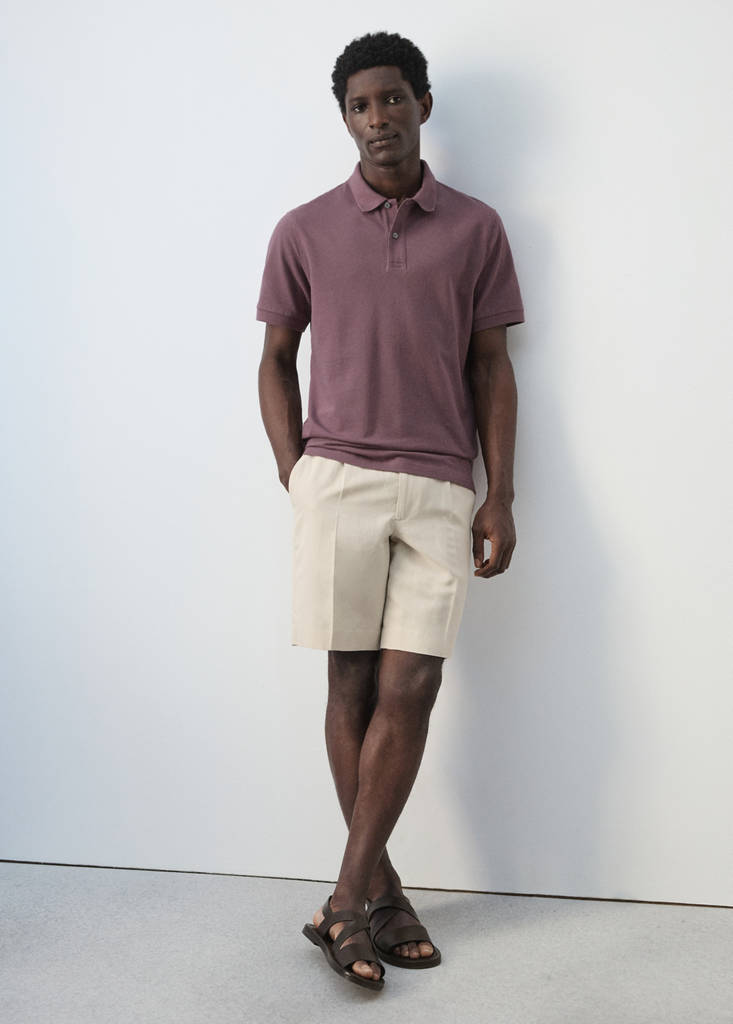 Regular-fit cotton piqué polo shirt — Plum