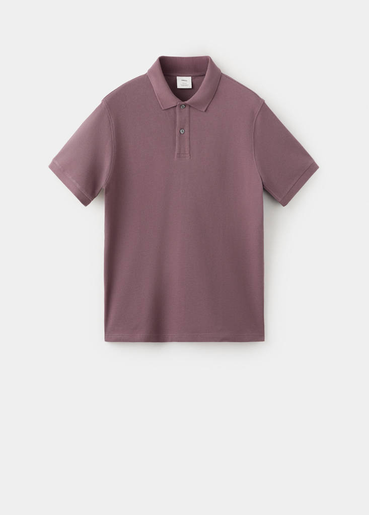 Regular-fit cotton piqué polo shirt — Plum