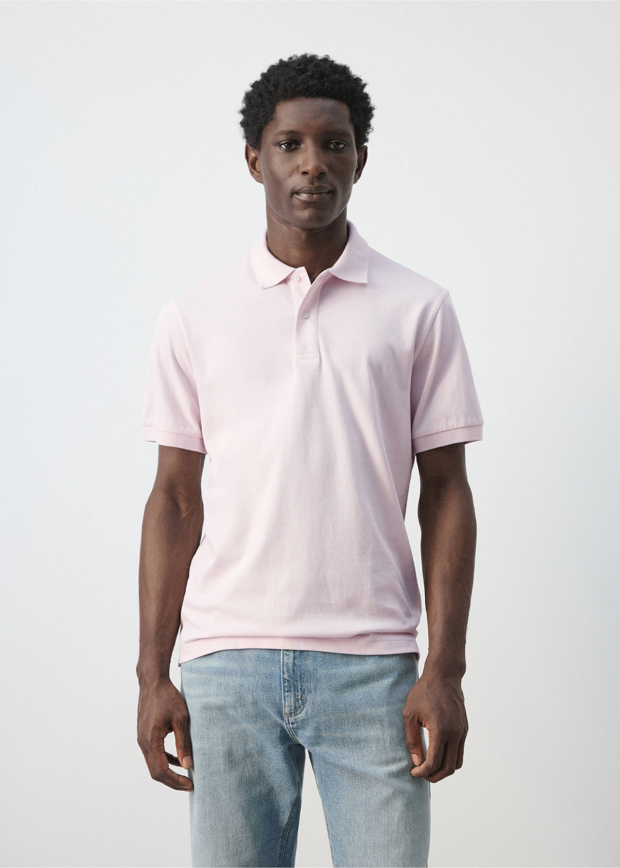 Regular-fit cotton piqué polo shirt - Medium plane, Pastel Pink. Ref: 27024427-00.