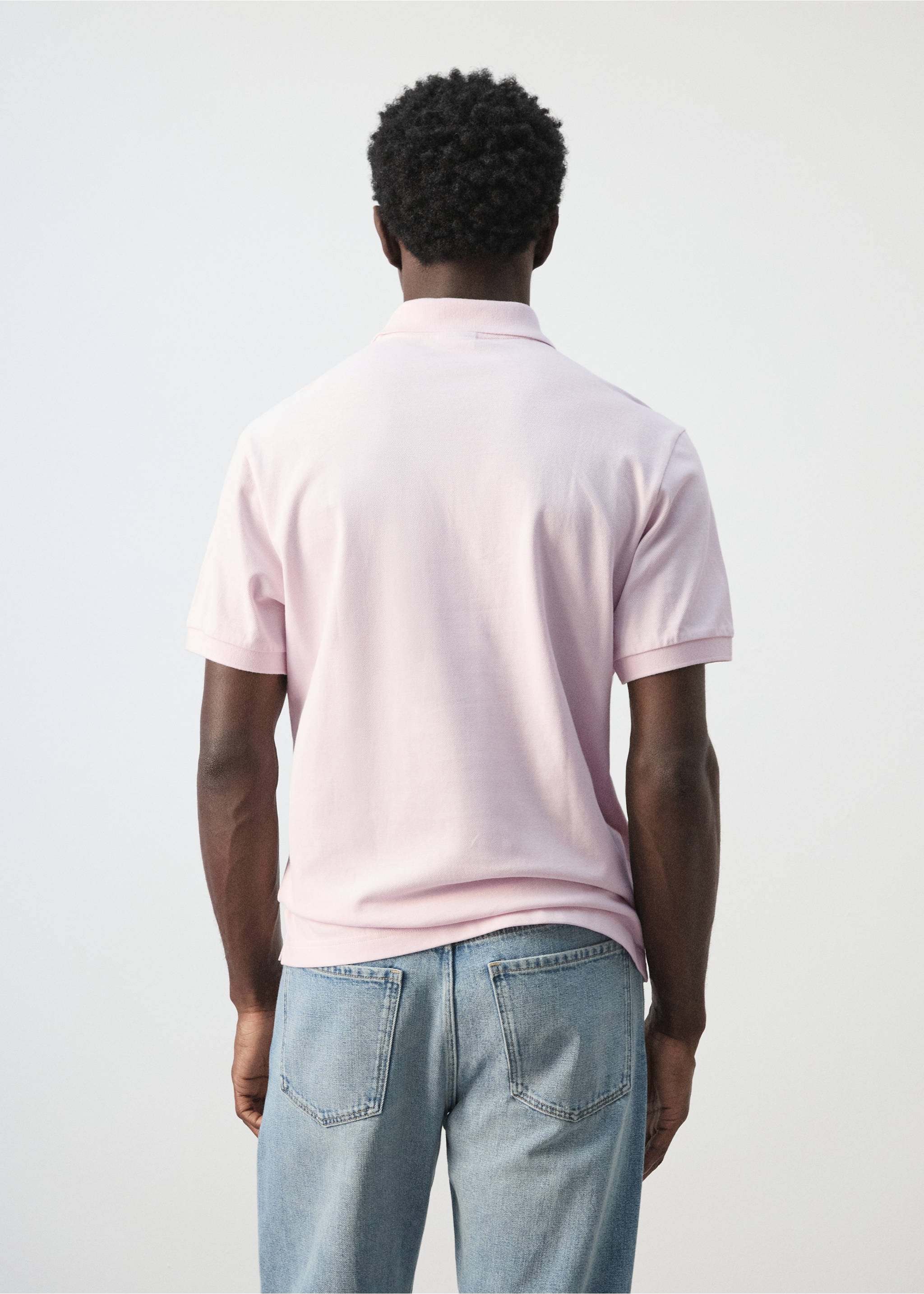 Regular-fit cotton piqué polo shirt - Reverse of the article, Pastel Pink. Ref: 27024427-00.