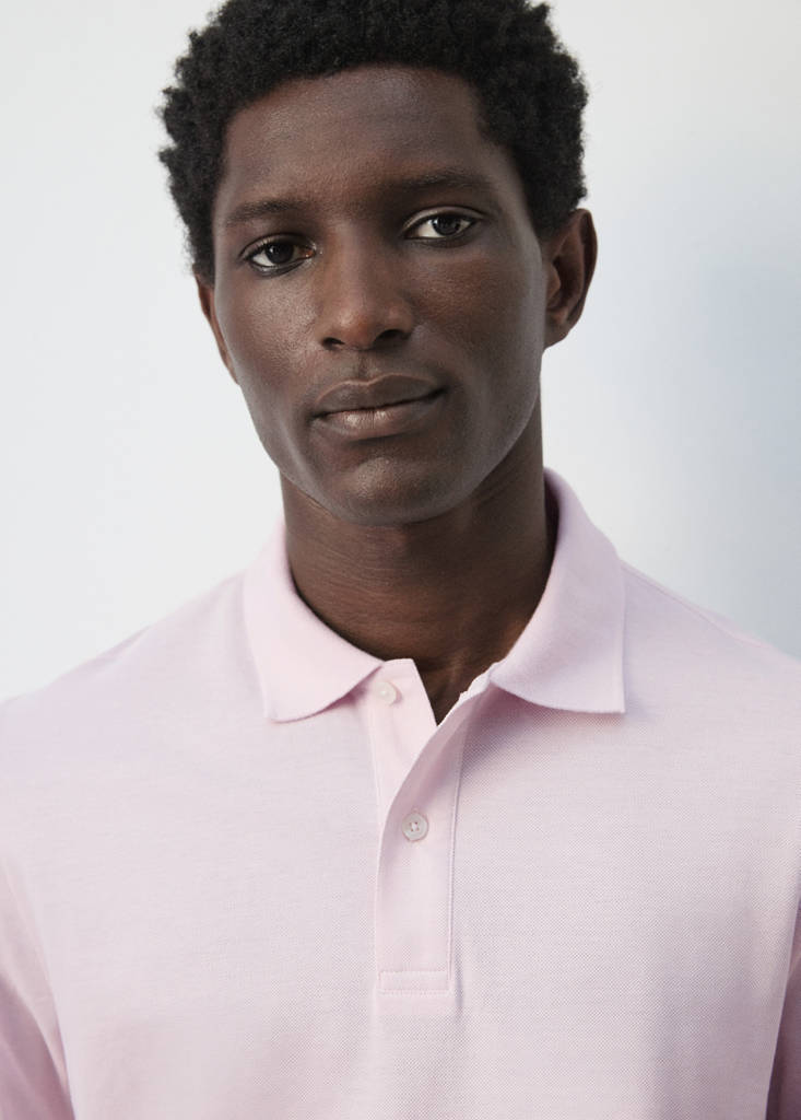 Regular-fit cotton piqué polo shirt — Pastel Pink