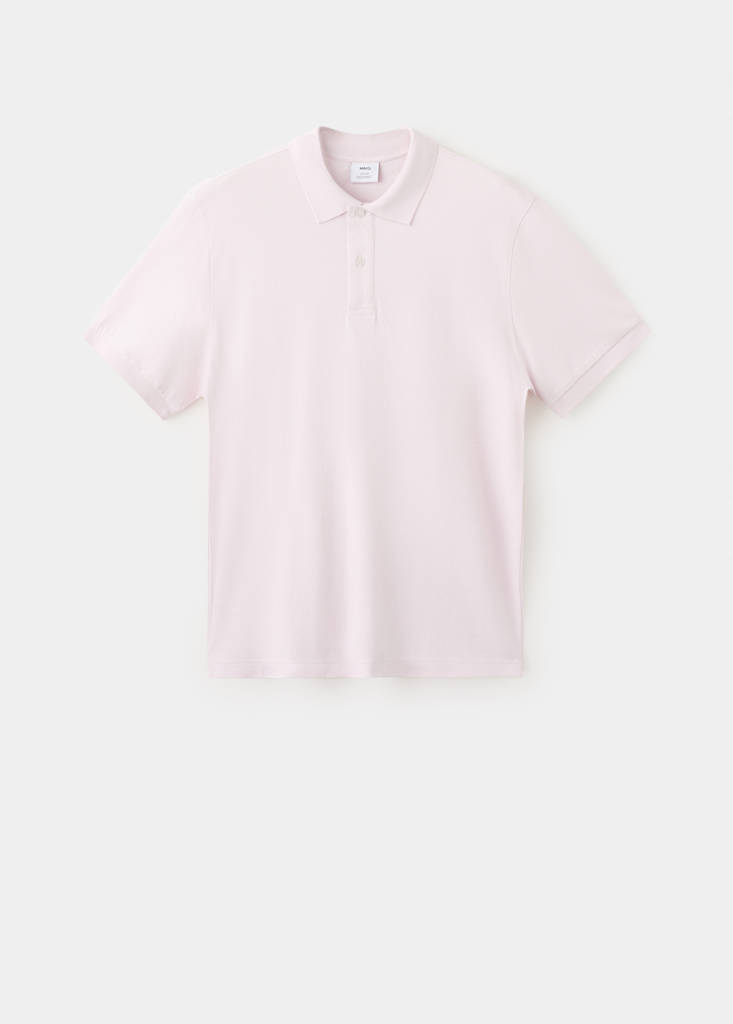 Regular-fit cotton piqué polo shirt — Pastel Pink