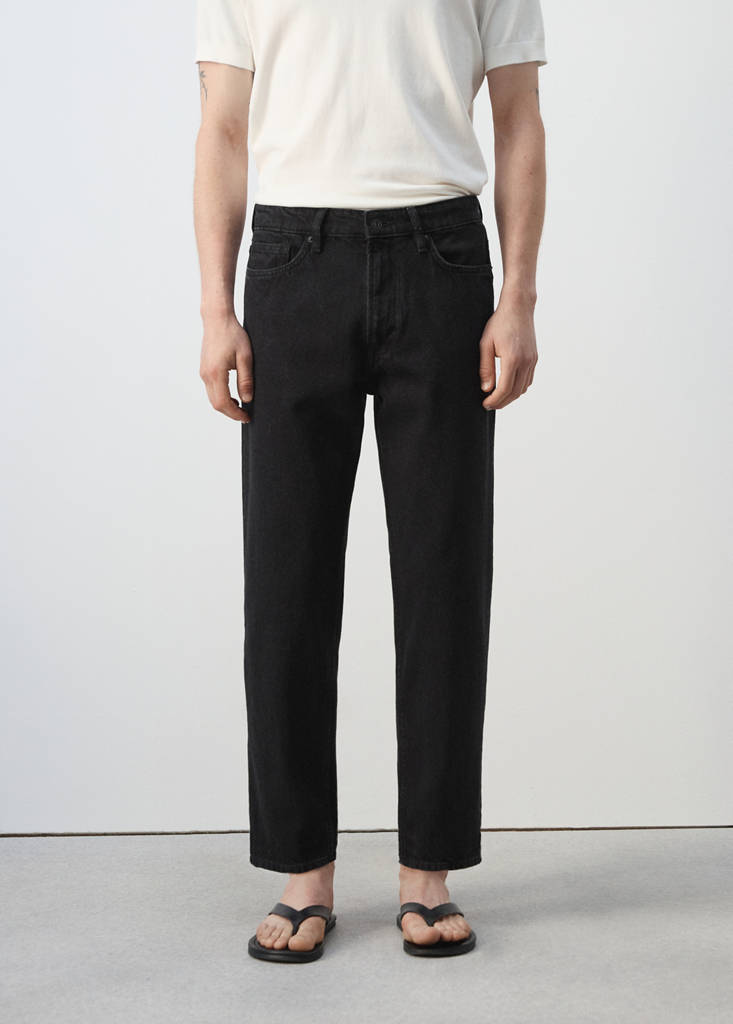 Sammy cropped carrot-fit jeans — Black denim