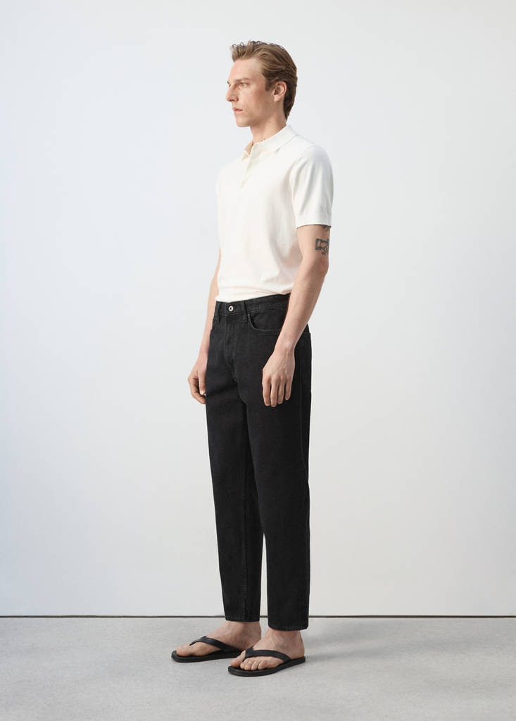 Sammy cropped carrot-fit jeans — Black denim