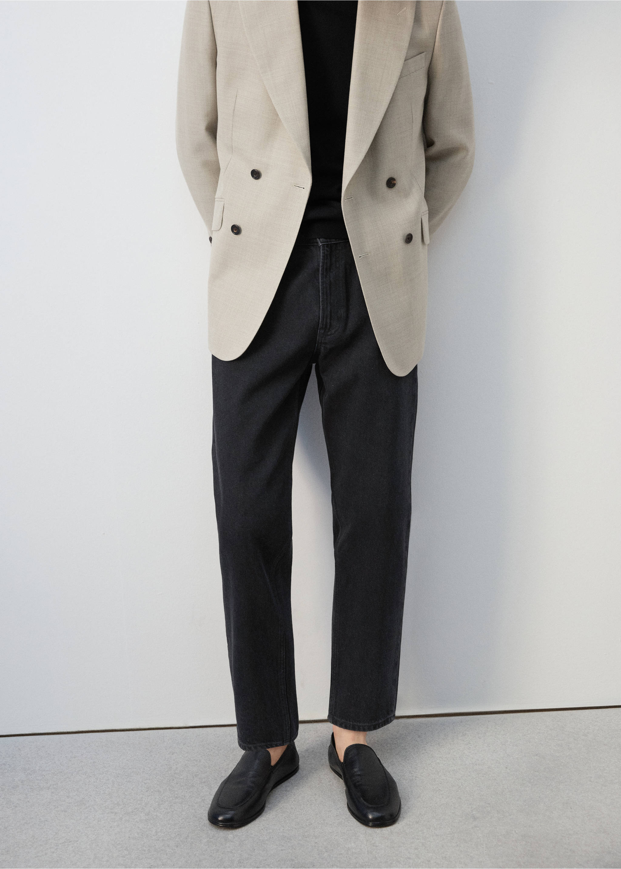 Jeans Sammy  cropped carrot fit - Plano medio, Denim negro. Ref: 27024428-03.