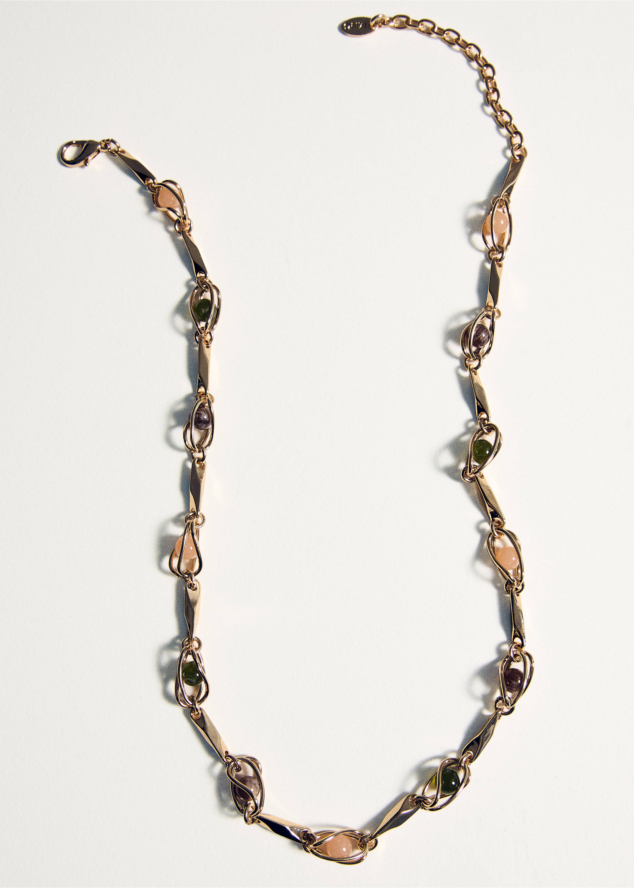 สร้อยคอลูกปัดลวดลายผสม - รายละเอียดของสินค้า 5, สีทอง. Ref: 27024437-00.