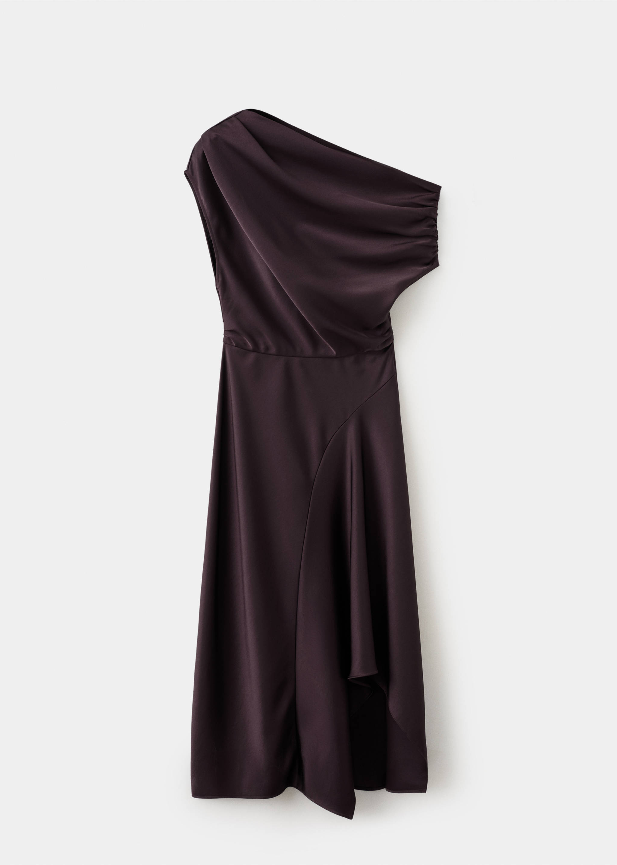Asymmetrical flared dress - Article without model, Chocolate. Ref: 27024438-00.