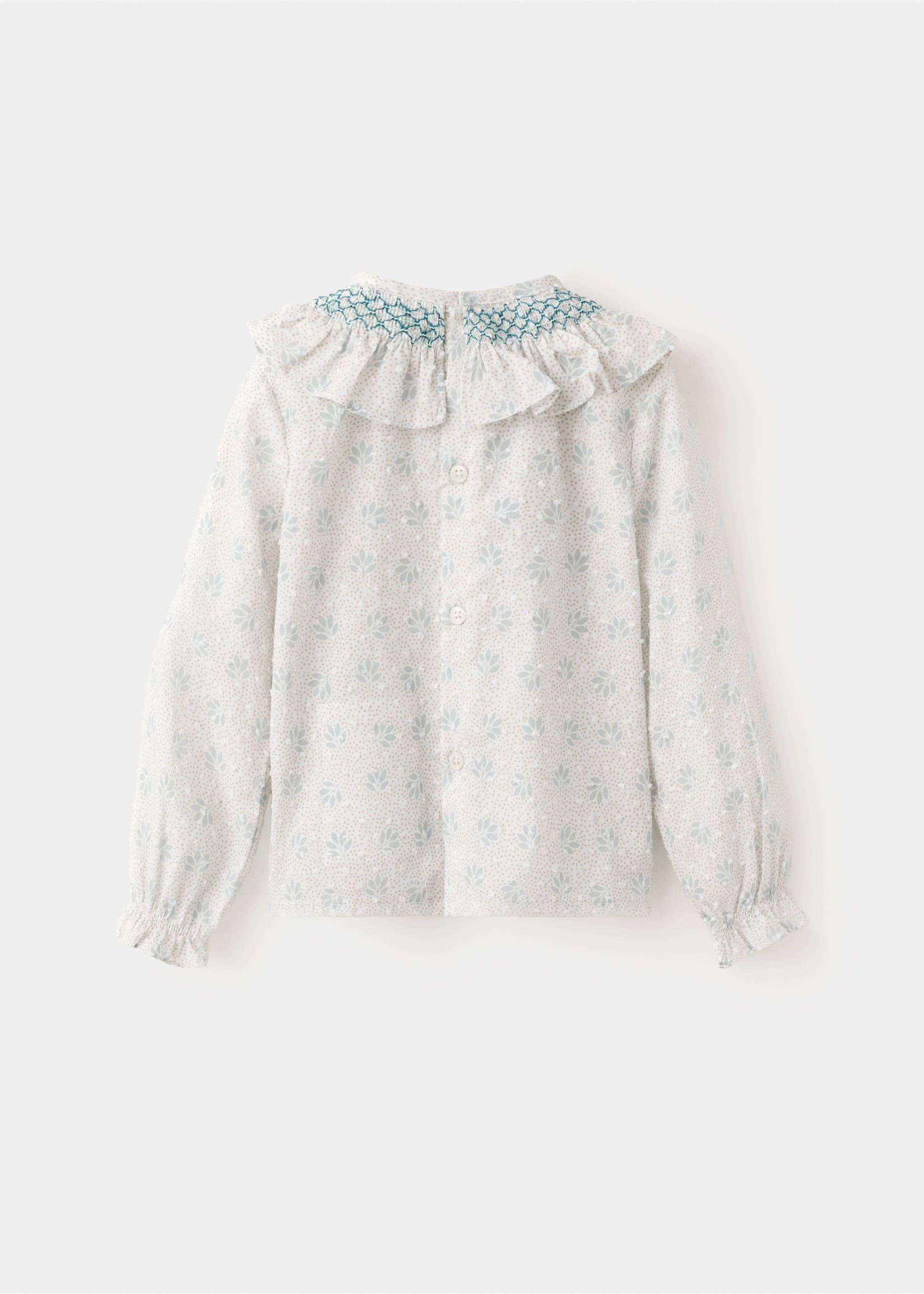 Blusa flores detalle volantes - Reverso del artículo, Blanco roto. Ref: 27024439-00.