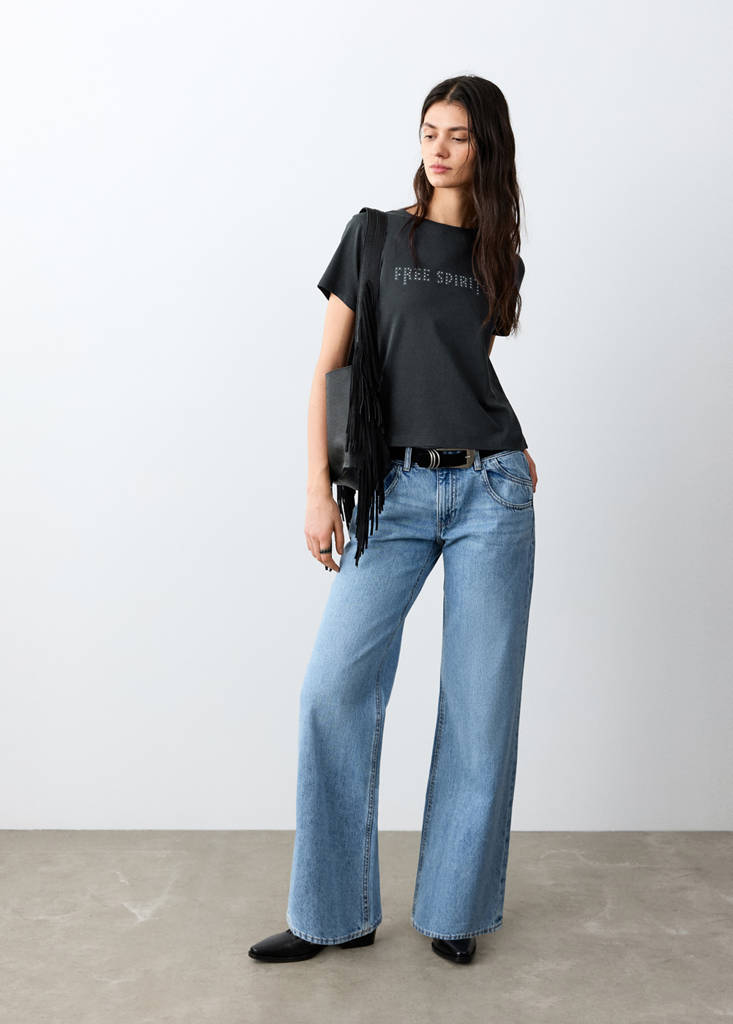 Printed cotton-blend t-shirt — Navy