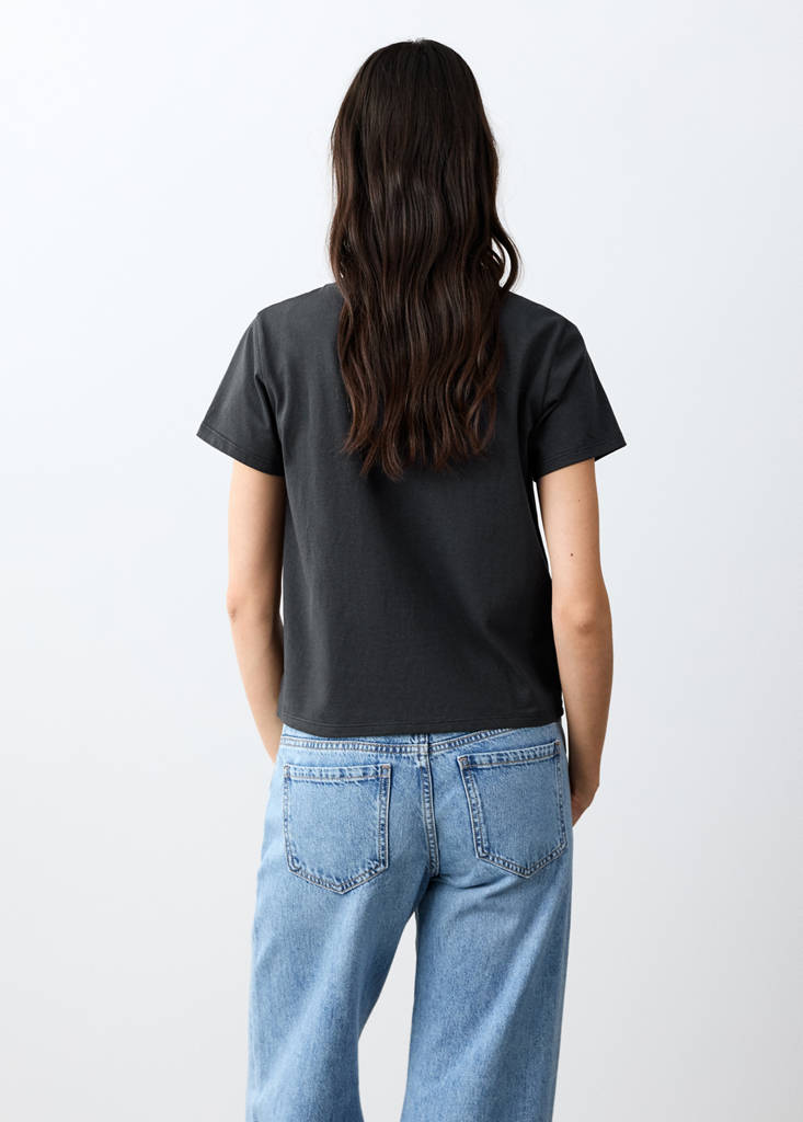 Printed cotton-blend t-shirt — Navy