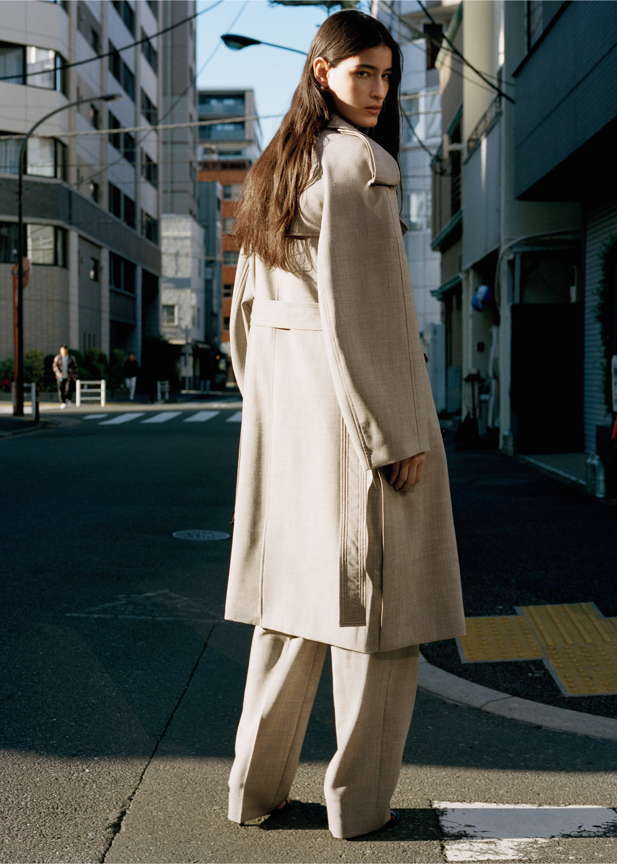 Double-breasted trench 100% wool - Reverse of the article, Grey. Ref: 27024447-00.