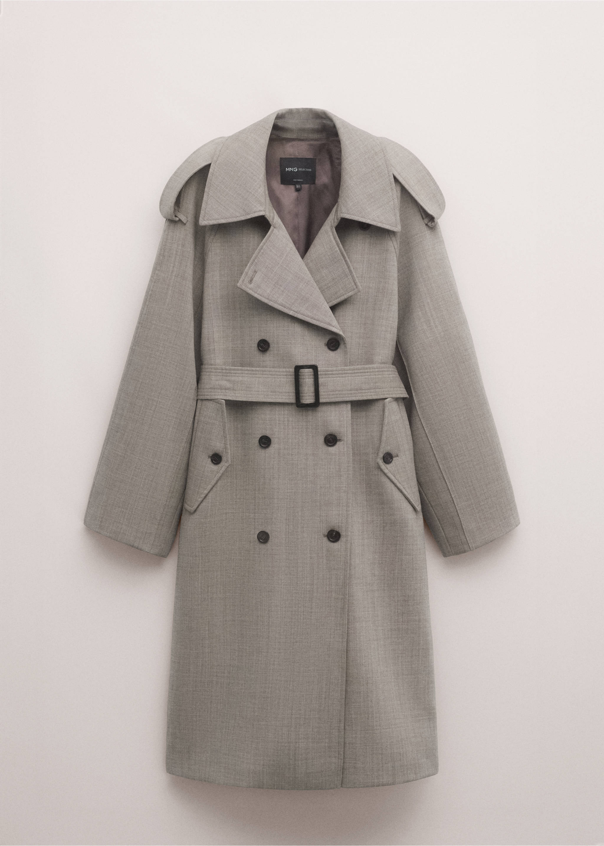 Double-breasted trench 100% wool - Article without model, Grey. Ref: 27024447-00.