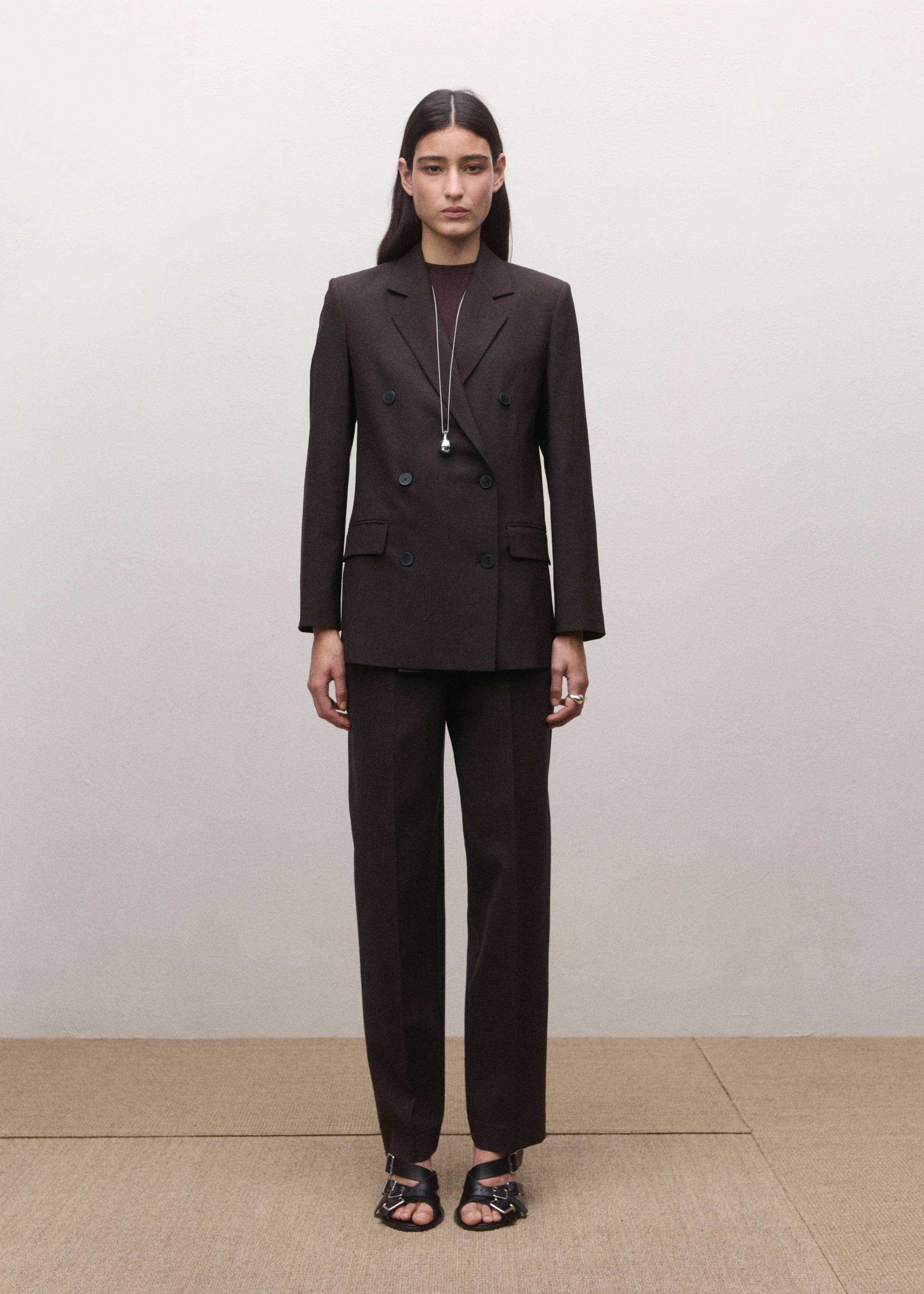 Double-breasted wool suit jacket - General plane