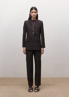 Double-breasted wool suit jacket — Plum 2