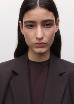 Double-breasted wool suit jacket — Plum 4