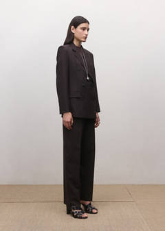 Double-breasted wool suit jacket — Plum 5