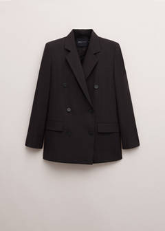 Double-breasted wool suit jacket — Plum 6