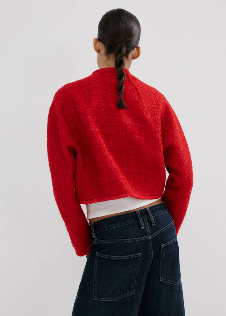 Tweed jacket with jewel buttons — Red
