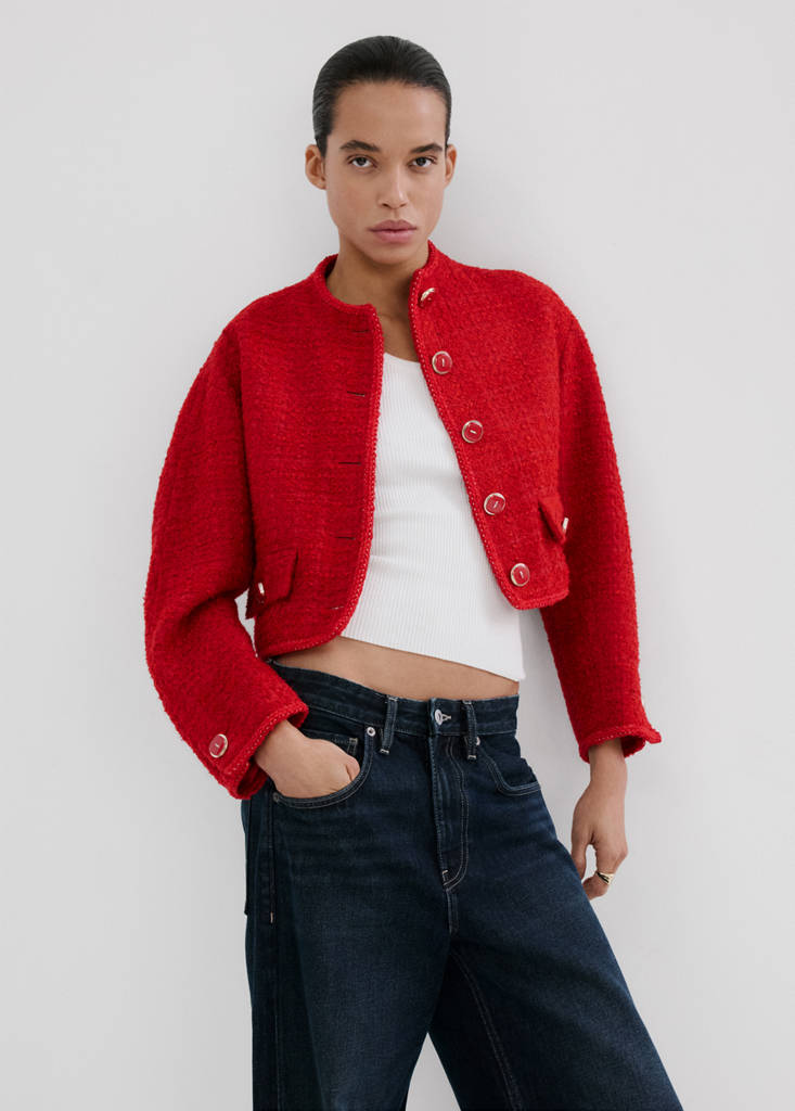 Tweed jacket with jewel buttons — Red