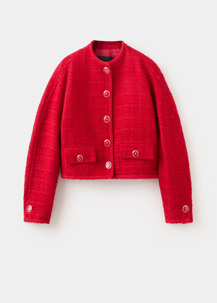 Tweed jacket with jewel buttons — Red