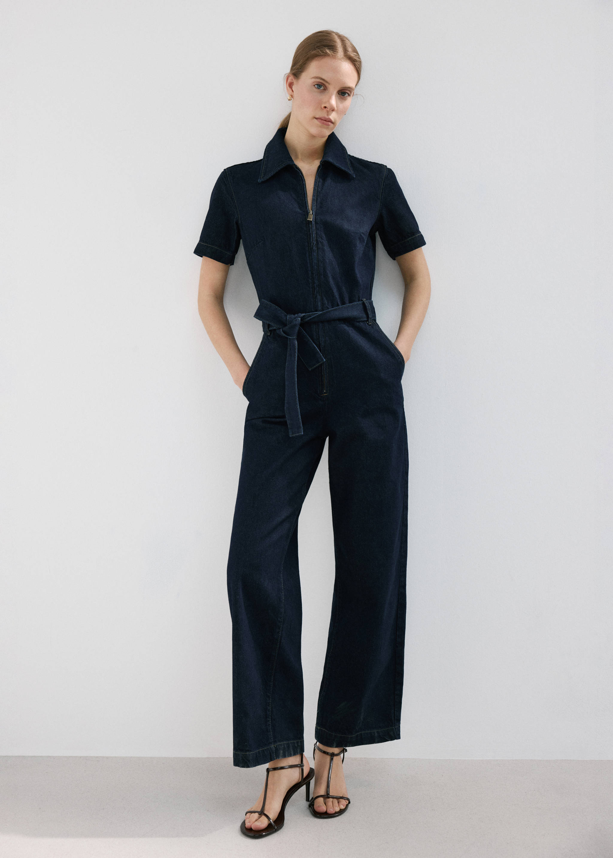 Belt denim jumpsuit - General plane
