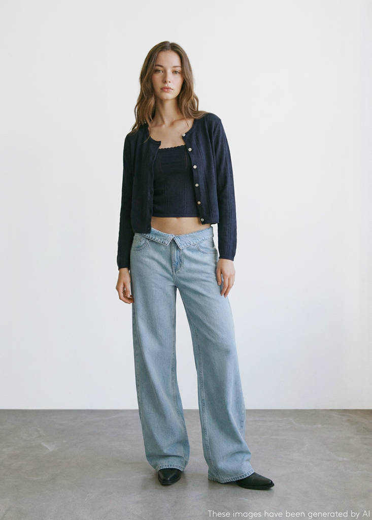 Ribbed knit top — Dark Navy